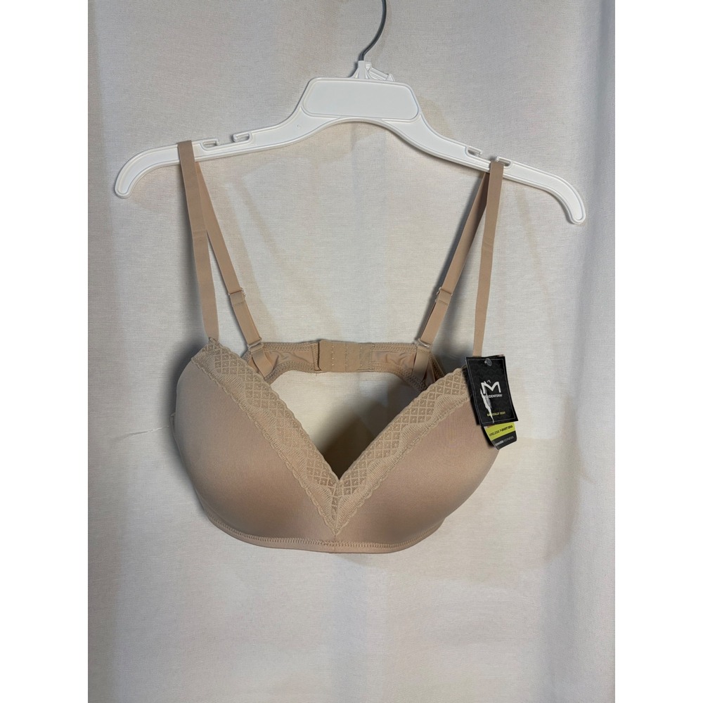 Maidenform Basically Sexy Wireless T-Shirt Bra Beige Nude Lace Trim MBT842 38B